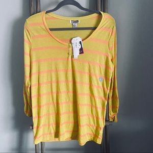 ✨NWT Roxy Wild Lime Striped Henley